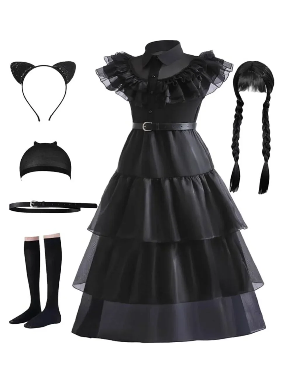 Girl's Wednesday From The Adams Family Costume - Size: 9-10 Years